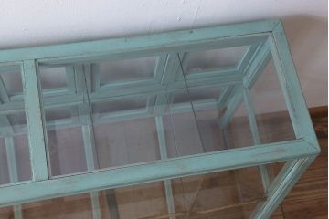 レトロ家具　アンティークペイント　昭和レトロな商店のガラスケース(ショーケース)