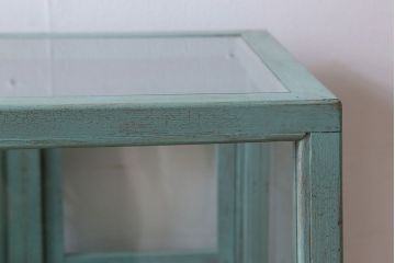 レトロ家具　アンティークペイント　昭和レトロな商店のガラスケース(ショーケース)