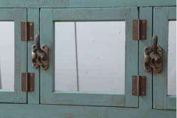 レトロ家具　アンティークペイント　昭和レトロな商店のガラスケース(ショーケース)