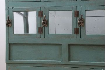 レトロ家具　アンティークペイント　昭和レトロな商店のガラスケース(ショーケース)