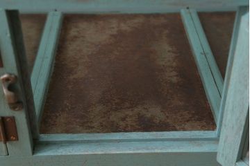 レトロ家具　アンティークペイント　昭和レトロな商店のガラスケース(ショーケース)