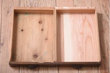 レトロ家具　古い木製のレトロでシンプルなアンティーク文机(1)