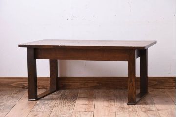 レトロ家具　古い木製のレトロでシンプルなアンティーク文机(1)