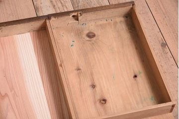 レトロ家具　古い木製のレトロでシンプルなアンティーク文机(1)