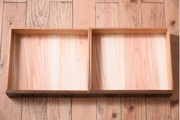 レトロ家具　古い木製のレトロでシンプルなアンティーク文机(2)