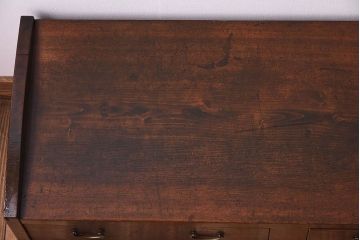 レトロ家具　古い木製のレトロでシンプルなアンティーク文机(2)