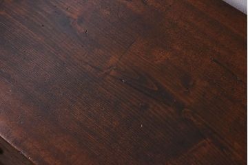 レトロ家具　古い木製のレトロでシンプルなアンティーク文机(2)
