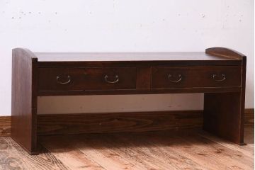 レトロ家具　古い木製のレトロでシンプルなアンティーク文机(2)