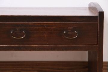 レトロ家具　古い木製のレトロでシンプルなアンティーク文机(2)