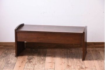 レトロ家具　古い木製のレトロでシンプルなアンティーク文机(2)