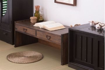アンティーク家具　高級品　黒柿材!古い木製のシンプルなアンティーク文机