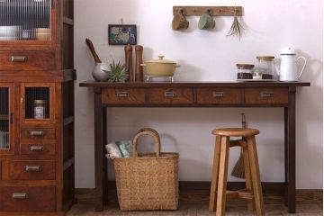 アンティーク家具　アンティーク　古い木のシンプルな平机(デスク・作業台)(1)