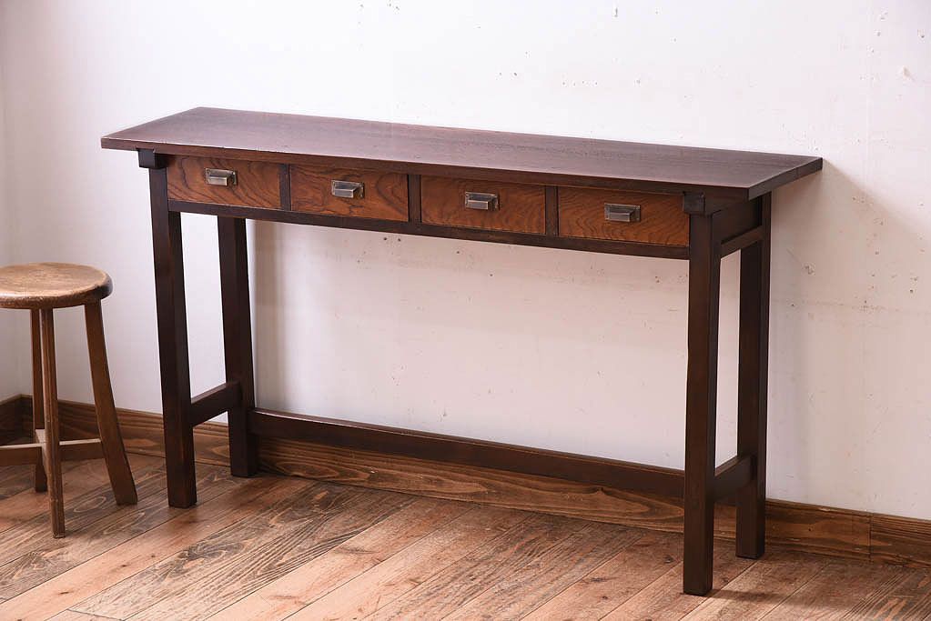 アンティーク家具　アンティーク　古い木のシンプルな平机(デスク・作業台)(1)