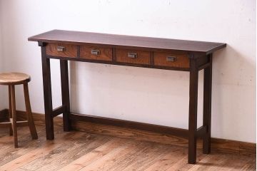 アンティーク家具　アンティーク　古い木のシンプルな平机(デスク・作業台)(1)