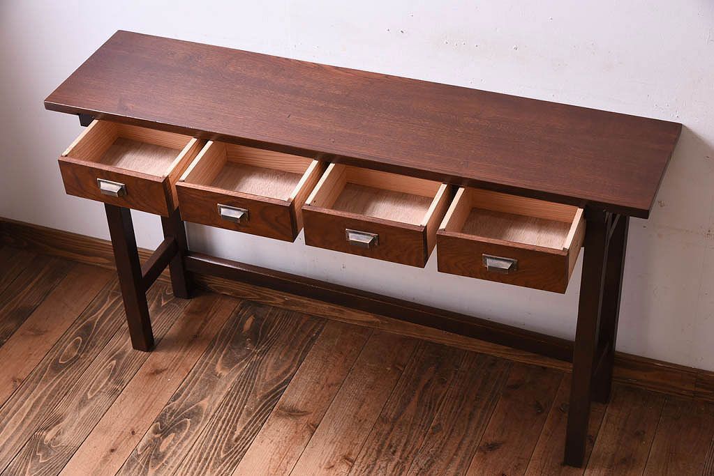 アンティーク家具　アンティーク　古い木のシンプルな平机(デスク・作業台)(1)