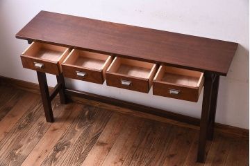 アンティーク家具　アンティーク　古い木のシンプルな平机(デスク・作業台)(1)