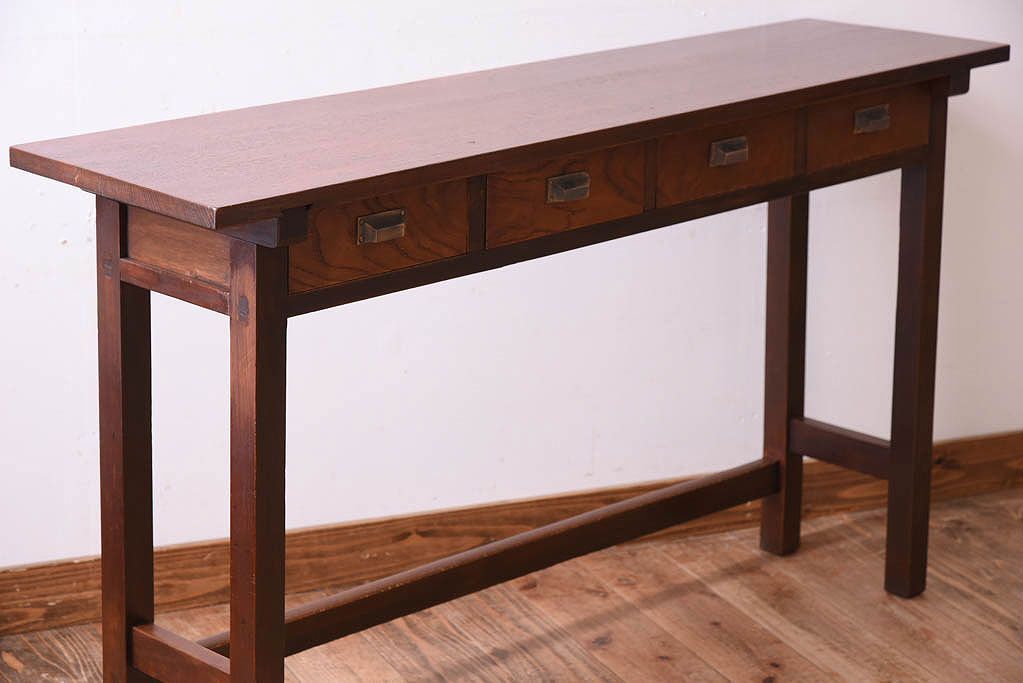 アンティーク家具　アンティーク　古い木のシンプルな平机(デスク・作業台)(1)