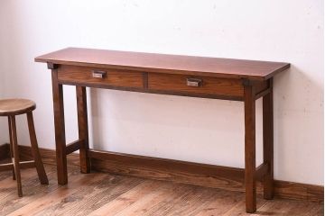 アンティーク家具　アンティーク　古い木のシンプルな平机(デスク・作業台)(2)