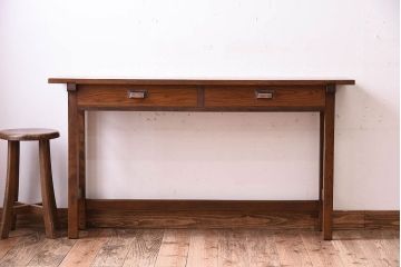 アンティーク家具　アンティーク　古い木のシンプルな平机(デスク・作業台)(2)