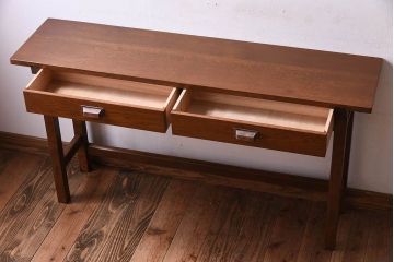 アンティーク家具　アンティーク　古い木のシンプルな平机(デスク・作業台)(2)