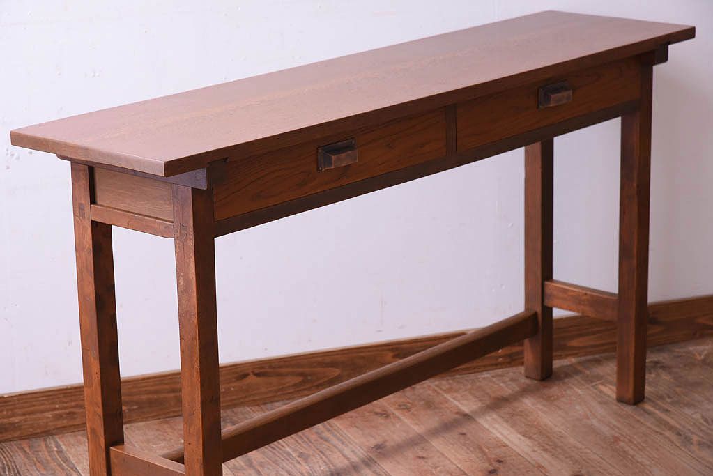 アンティーク家具　アンティーク　古い木のシンプルな平机(デスク・作業台)(2)