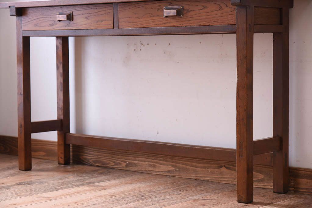 アンティーク家具　アンティーク　古い木のシンプルな平机(デスク・作業台)(2)