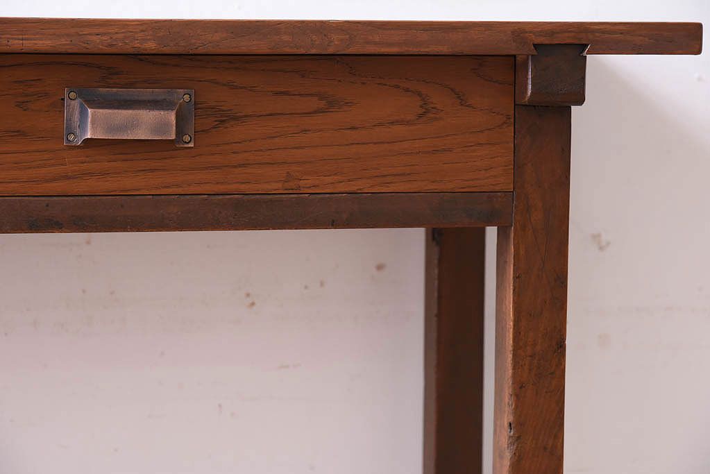 アンティーク家具　アンティーク　古い木のシンプルな平机(デスク・作業台)(2)