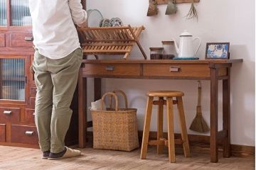 アンティーク家具　アンティーク　古い木のシンプルな平机(デスク・作業台)(3)