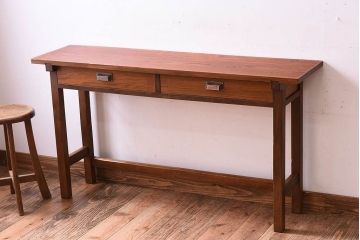 アンティーク家具　アンティーク　古い木のシンプルな平机(デスク・作業台)(3)