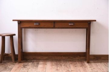 アンティーク家具　アンティーク　古い木のシンプルな平机(デスク・作業台)(3)