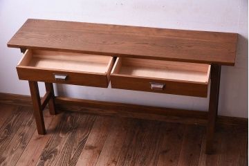 アンティーク家具　アンティーク　古い木のシンプルな平机(デスク・作業台)(3)