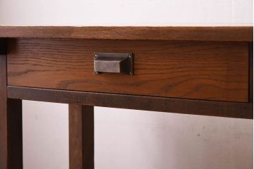 アンティーク家具　アンティーク　古い木のシンプルな平机(デスク・作業台)(3)