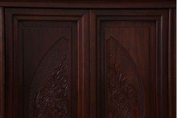 中古　民芸家具　高級品!彫刻が素晴らしい唐木飾り棚(キャビネット)(定価198万円)