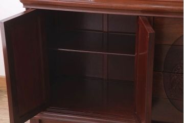 中古　民芸家具　高級品!彫刻が素晴らしい唐木飾り棚(キャビネット)(定価198万円)