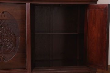 中古　民芸家具　高級品!彫刻が素晴らしい唐木飾り棚(キャビネット)(定価198万円)