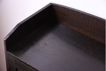 アンティーク家具　人気の色ガラス入り!小振りな古い木製のアンティーク本箱