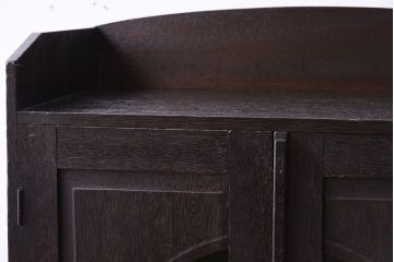 アンティーク家具　人気の色ガラス入り!小振りな古い木製のアンティーク本箱