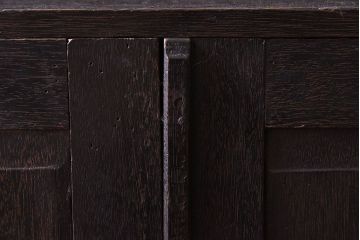 アンティーク家具　人気の色ガラス入り!小振りな古い木製のアンティーク本箱