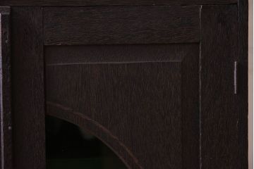 アンティーク家具　人気の色ガラス入り!小振りな古い木製のアンティーク本箱