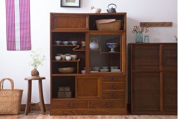 アンティーク家具　前面欅材製!大正昭和期　和製アンティークの茶箪笥