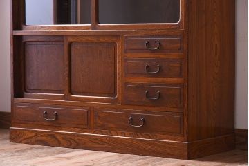 アンティーク家具　前面欅材製!大正昭和期　和製アンティークの茶箪笥