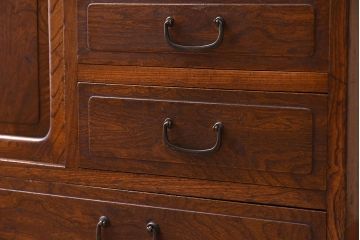 アンティーク家具　前面欅材製!大正昭和期　和製アンティークの茶箪笥