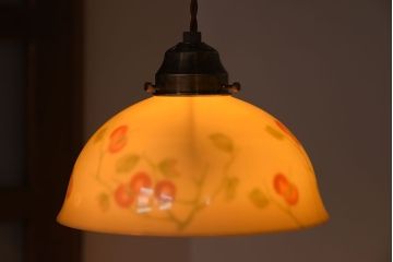 オールドノリタケ(日陶)　柿の絵柄入り　吊り下げ照明(ランプ・シェード)