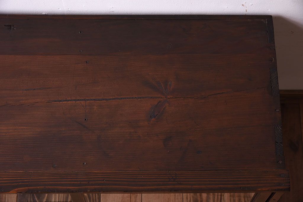 レトロ家具　昭和レトロ　鉄脚付き!アンティークローボード(2)