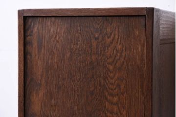 レトロ家具　扉付き!古いナラ材製の昭和レトロなアンティーク小引き出し(2)