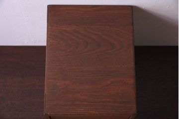 レトロ家具　扉付き!古いナラ材製の昭和レトロなアンティーク小引き出し(2)