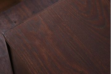 レトロ家具　扉付き!古いナラ材製の昭和レトロなアンティーク小引き出し(2)