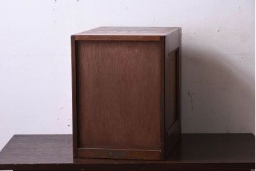 レトロ家具　扉付き!古いナラ材製の昭和レトロなアンティーク小引き出し(2)