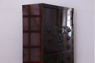 中古　岩谷堂箪笥　手打ち金具　木地呂塗り　上質な重ね衣装箪笥(定価約210万円)