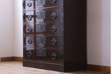 中古　岩谷堂箪笥　手打ち金具　木地呂塗り　上質な重ね衣装箪笥(定価約210万円)